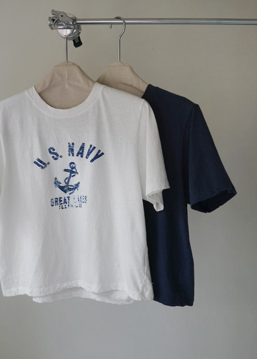 24SS NAVY 린넨 블랜딩 티셔츠